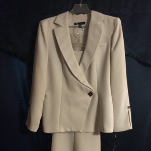 2-PC Pants Suit, Cream, 16